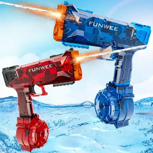 【Fathersdaygifts】Electric Water Shooter  LED Lights, Powerful Squirt Water Pistol for Kids/Aldults,Long Range  Outdoor Water gun Toy,High Powered  Waterproof for Summer, Outdoor,Party,Birthday Giftp，SummerVibes tiktokshopspri Rechargeable Dual-Magazine
