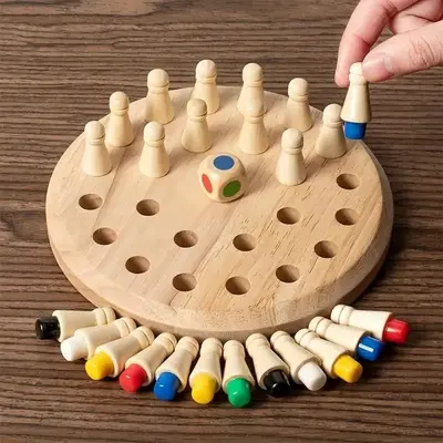 Wooden Memory Matching Game for Kids and Adults, Montessori Style Brain Training Puzzle Board Game with 36 Pieces Educational Learning Toy for Family Game Night, Preschool Activity and Holiday Gift summerwins