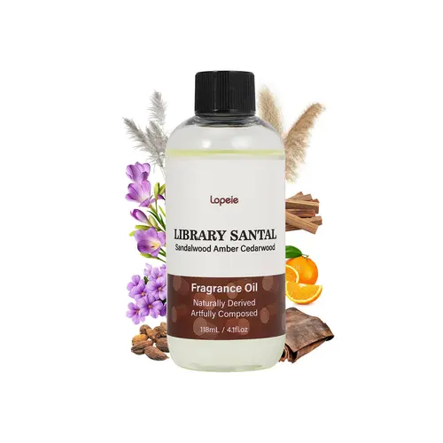 Lopeie Library Santal Hotel Diffuser Oil Refill - 118ml, Ritz-Carlton-Inspired Sandalwood Amber Cedarwood Oil, Hotel Scents for Birthday Casual Engagement Anniversary, Fits Ultrasonic & Waterless Diffusers, Relaxing