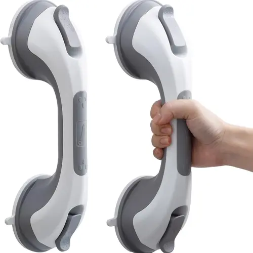 TAILI Shower Grab Bar, 2 Pack 12 Inch Suction Grab Bars for Bathtubs and Showers for Elderly, Shower Handle for Seniors Bathroom Safety Grip, No Drilling Removable,Grey