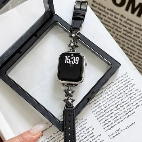 Star Patchwork Leather Watch Band, Delicate Star Decor Strap, Universal Multi Brand Design, Compatible with Apple Watch, Xiaomi, Huawei And Redmi for Daily Casual Matching, Only Watch Band Included