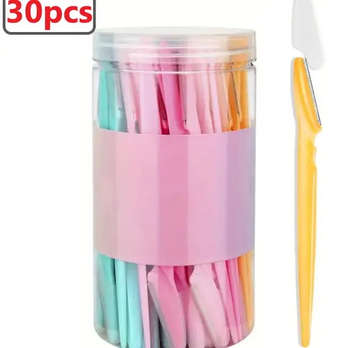 30-Piece Smooth Reusable-Safe Stainless Steel Eyebrow Razor Set with Safety Cover - Gentle-Trimming Facial Hair Removal Tool for Women, All Skins, Practical Mother's Day Gift