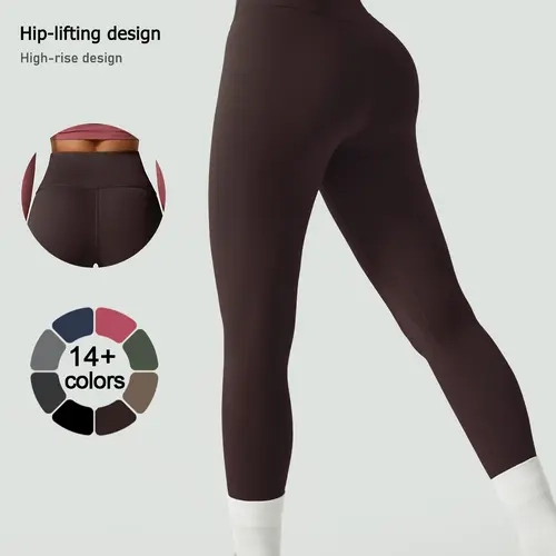 Women's High-Waisted Sporty Pants, Stretchy Plain Design, Ideal for Yoga, Gym, Biking, Running, All-Season Wear, Versatile Activewear, Yoga Leggings, High Rise Leggings, Knitted Sports Pants, Gym Sports Tight, Fitness Bottoms