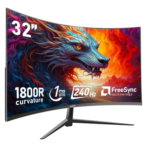 32 Inch Curved Gaming Monitor 240Hz, 1800R PC Monitor Full HD 1080P, Frameless Computer Dispaly with Freesync and Eye Care Technology, Wall Mountable