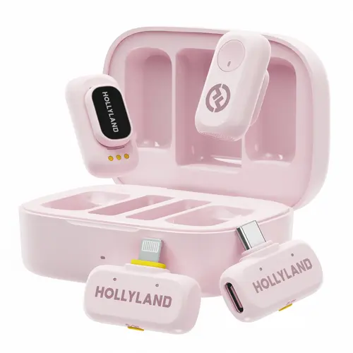 BackToSchool! Hollyland Lark A1 Combo Wireless Mini Microphone for Smartphone (iPhone & Android), 48kHz/24-bit, 3-Level Intelligent Noise Cancel, Chargeable with USB Type-C, 2TX + 2RX + Charging Case, Rechargeable Wireless Mic, Wedding