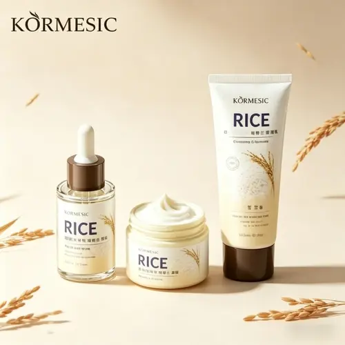 Korean Rice Skin Care Set, 3-Piece Hydrating Beauty Products for Morning Routine with Cleanser, Serum & Moisturizer, Christmas Gift for Women & Teens