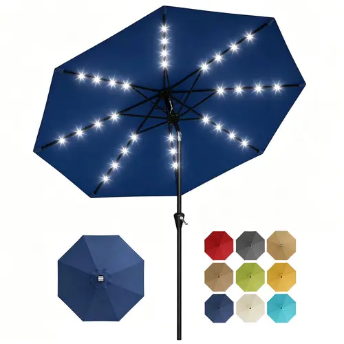 [SummerVibes] Garvee 9FT Outdoor Patio Umbrella , 8 Heavy-Duty Ribs, 30° Dual Tilt Design, Easy Crank Lift, Weather Resistant Sun Parasol for Garden, Balcony, Terrace