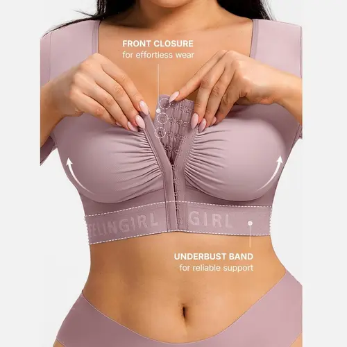 FeelinGirl FeelCare Upper Arm Shaper for Women Compression Sleeves Slimming Arm Front Closure Bra Shapewear Tops