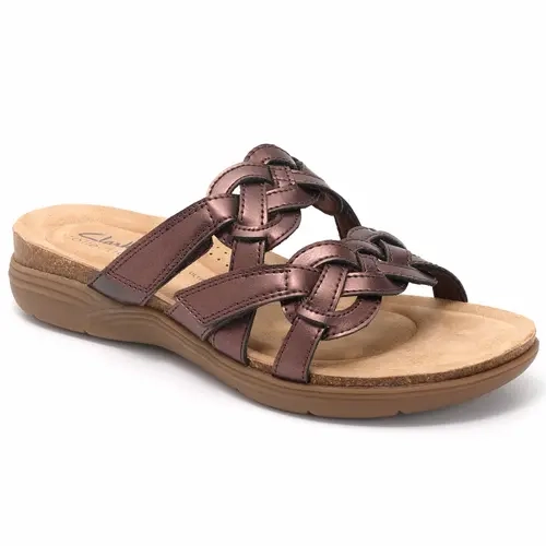 Clarks Collection Leather Slide Sandals -April Rae