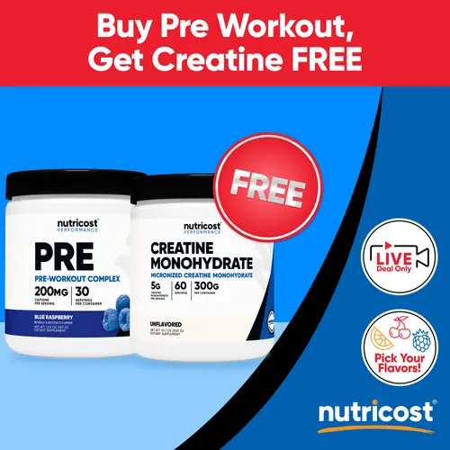 Nutricost Pre-Workout Complex & Nutricost Micronized Creatine Monohydrate Powder Supplement Bundle