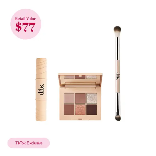 DIBS Beauty Everyday Eye Edit - TikTok Exclusive - Mini Mascara + Eyeshadow + Duo Brush Eye Makeup Set Matte Cosmetic Shimmer