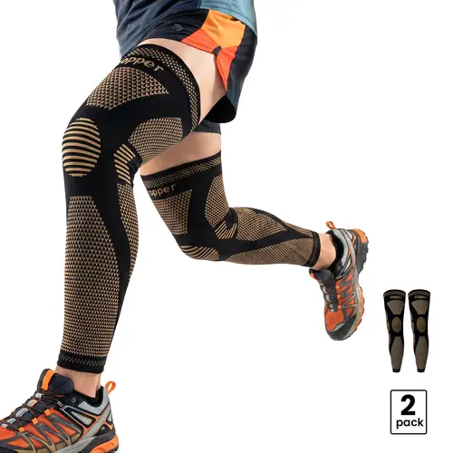 UGEM 20-30mmHg Copper Compression Sleeves for Varicose Veins & Swelling - Non-Slip Full Leg Support (Medias para Circulación y Varices)