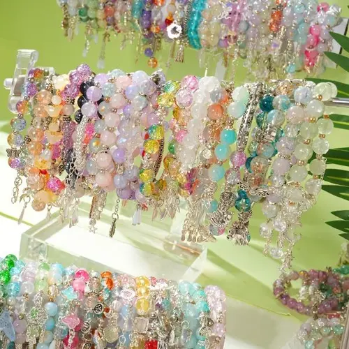 Women's Whimsical Bohemian Beaded Look Bracelets & Bangles - 25pcs Mixed Charms Stackable Set, Multicolored Fashion Accessories, Ideal for Gifting & Daily Wear