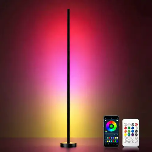 YeeWhale Lightweight Smart RGBICW LED Corner Floor Lamp - Mood Lighting with 16M DIY Colors, 68+ Dynamic Scenes, Music Sync, App & Remote Control, for Room Inspo, Home, Bedroom, Dorm Decor, Cool Stuff for Room