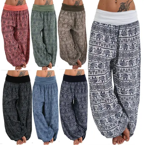 Summer Trendy Women's Loose Printed Wide-Leg Pants, Women's Casual Long Pants, Harem Pants