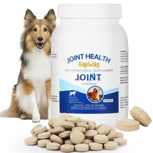 HAPWAG FDA Registered Dog Joint Support Chewables - Chicken Flavor, Vet Recommended Canine Nutritional Supplement with Glucosamine, Chondroitin, Calcium, Daily Canine Wellness Mobility Aid for Hip & Bone, Muscle & Flexibility Boost, All Ages, 100 Count