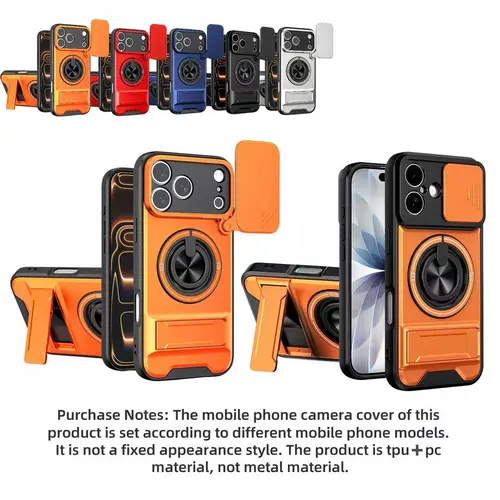 New Mecha Push Window Phone Case, Ring Military Grade Shockproof Cover For iPhone 17/16/15/11 Pro Max & Samsung S26ULTRA S26PLUS S26 S25 S24 S23 S22 21 20