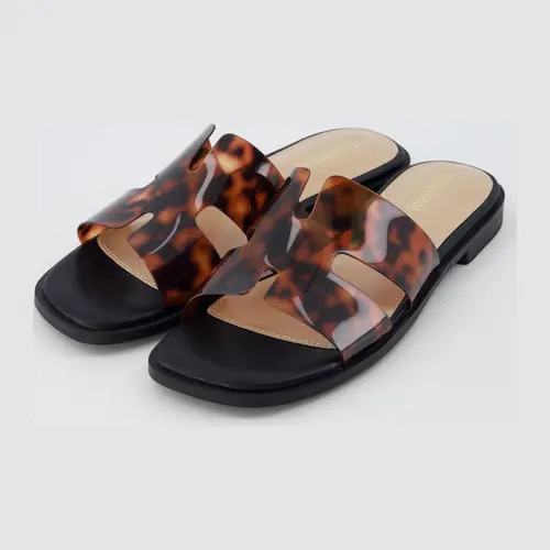 Cushionaire Voyage Cutout Strap Slide Sandals for Women - Slip On Summer Flat Sandals with Memory Foam Padded Comfort, Comfortable Vacation Style Sandals for Women, Trendy Footwear