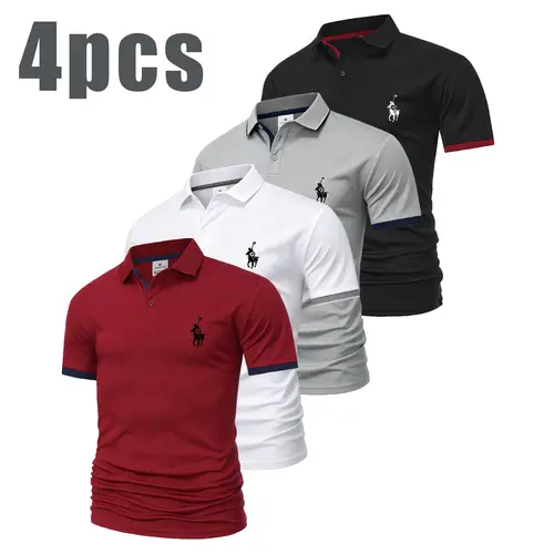 Men’s casual polo shirt, summer vibe, slim fit, breathable short sleeves, logo print, suitable for everyday and business wear.