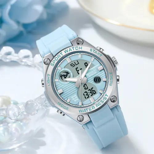 SANDA 6067 G Style LED Digital Watch for Women Sports Chronogiraph Lady Quartz Wristwatch Waterproof Female Analog-digital Quartz Watch, Fashionable Watches, Waterproof Watch with Luminous, Alarm, Calendar Function, Multifunctional Watch, with Box