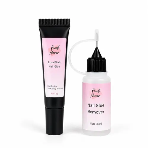 Nail Haven | Semi Solid Glue 10G Extra Thick Nail Glue 10G| Nail Glue Remover 20ml With Pinpoint | Combo| Non-Acetone Formula  Extra Thick Nail Glue | No Curing Needed |