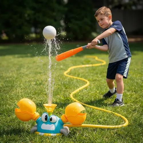 AONTESS Children's Crab Water Sprayer - 3-in-1 ABS Plastic Sports Toy with Baseball-Throwing, Water-Spraying Modes, Perfect Gift for Age 3+ Kids for Summer Backyard, Pool Play (Holidays Ready)