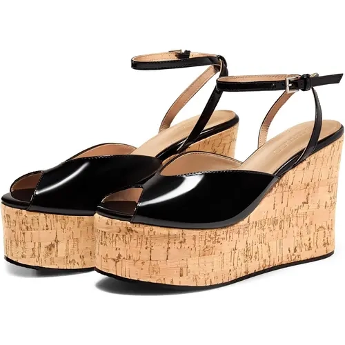 Coutgo Women's Classy Platform Wedge Peep-Toe Heeled Shoes - Stylish Elegant Women's Heels, Fashion Footwear, Wedges, Women's Shoes,back to school,back to school haul