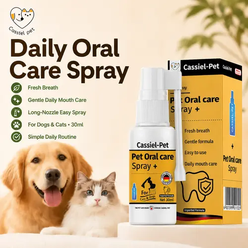 Cassiel Pet Oral Care Spray for Cats & Dogs, Daily PetMouth Care Spray, Gentle Oral Cleaning, Easy Home PetCare Bottle, 30ml