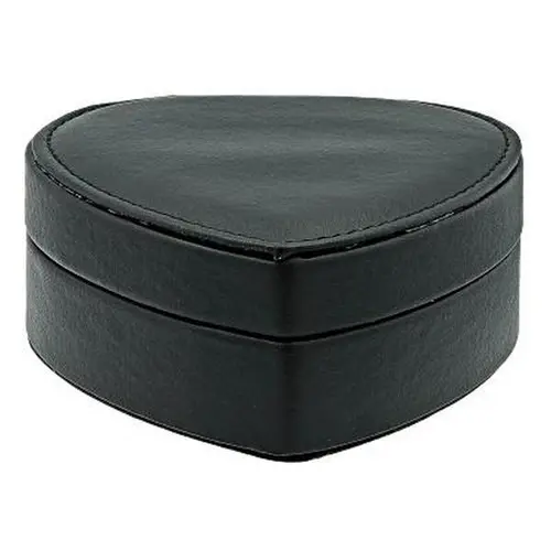 JTV Synthetic Black Faux Leather Heart-Shaped Jewelry Box, Home Organizer Storage Bin