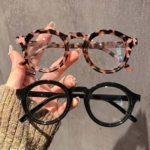 2 Pairs Vintage Round Frame Reading Glasses, Blue Light Blocking, Fashion Glasses, Reading Eyeglasses for Office Commute Daily Wear
