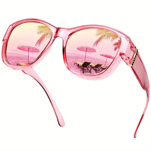 Women's Polarized Fit-Over Sunglasses for Prescription Glasses Wearers, UV400 Shielding, Lightweight Flexible TR90 Frame, Anti-Glare, Fit-Over Shape, Ideal for Driving, Outdoor Sports