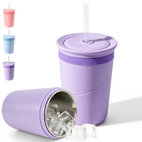 SUSTEAS Durable Insulated Travel Cup - 330ml Compact Double-Wall Vacuum 304 Steel Liner Stainless Steel Portable Cup, BPA-Free, Long Cold Preservation, Dry-Grip Silicone, Cold Hands? No, for Road Trips, Kitchen/Bar Utensil
