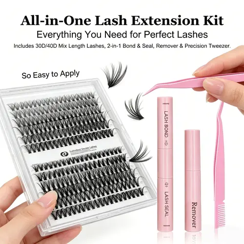 1 BOX 240PCS Eyelash cluster, natural single eyelash, thin eyelash grafting, 9-16mm, DIY eyelash grafting kit, eyelash and sealed waterproof eyelash curler, thick false eyelash set, cosmetics, beauty makeup