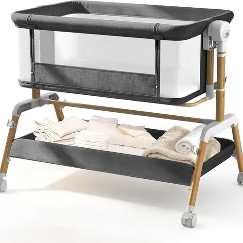 G TALECO GEAR 3-in-1 Design Baby Bassinet - Foldable Bedside Sleeper & Travel Crib for Newborns, 7-Level Height Adjustable, Rocking Mode, Breathable Mesh, Secure Lockable Universal Wheels, Large Underbed Storage, Universal Fit #tiktokshopbacktoschool