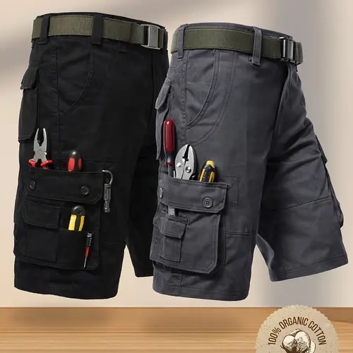 2 pack men’s new cargo shorts with multiple pockets, made from skin fr