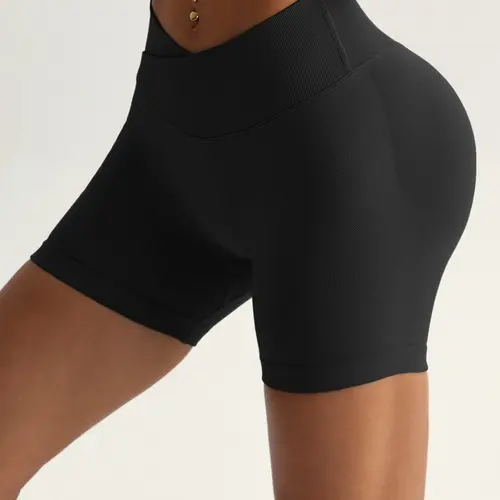 Women's Seamless Soft Yoga Shorts, High Waist Skinny Trousers for Gym Running Cycling, Casual All-Season Fitness Wear Stretchy Seamless Shorts, Skinny Workout Shorts