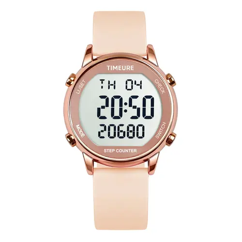 TIMEURE Women's Wearable Pedometer Watch Waterproof Digital Silicone Fitness Accessory, No App Required, Step/Calorie/Distance Tracker, Large Display, Portable Water Ready Wrist Watch, Travel Essential sohochic