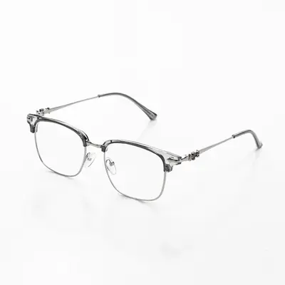Semi-Rimless Browline Eyeglasses for Men & Women, Trendy Alloy Frame Fashion Eyewear, Lightweight Glasses for Daily & Student Use, Includes Case & Cleaning Cloth summerwins