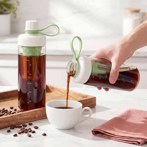 SUSTEAS Reusable Portable Cold Brew Tumbler Cup - Digital Scale, Dual-Function Lab Filter Net, Silky No-Grit Sip, Travel Drinkware for Adults’ Commute, Road Trips, Iced Coffee To-Go Use