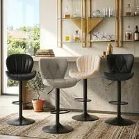 Sweetcrispy Modern Bar Stools Set of 2, Adjustable Faux Leather Upholstered Swivel Bar Stools, Counter Height Bar Chairs with Back for Kitchen Island