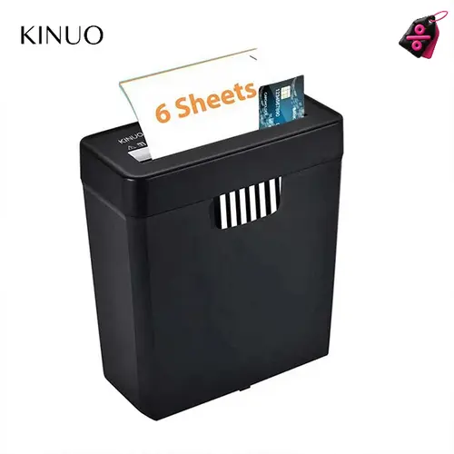 KINUO OS611S 6-Sheet Max Strip-Cut Mechanical Document Shredder, P2 Security, Anti-Jam, Compact Office Accessory, 11L Wastebasket, Easy on Space, Integrated Feed Slot, Fits Under Desks, A4 Paper Compatible, Ideal for Home Office/Tight Dorm Rooms