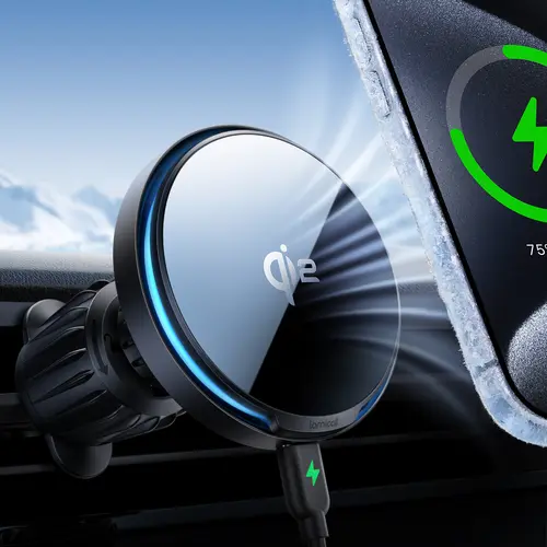Lamicall 25W QI2 MagSafe Wireless Car Charger - RGB LED 360° Magnetic Phone Mount, Vent/Dashboard Hands-Free Drive Holder with Metal Heat Plate for Cooling & Heat Dissipation, Compatible with iPhone 17/16/15/14/13/12 Series, Phone Accessories, Phone Holde