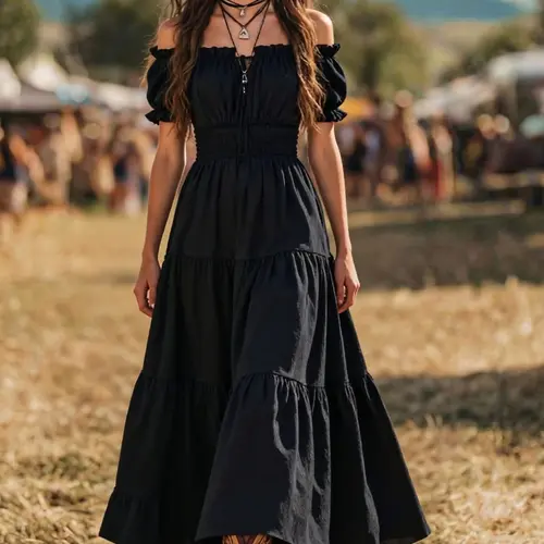 Women's Gothic Chic Style Daily Summer Vacation Beach Holiday Dresses Elegant, Perfect for Casual Wear, Ideal for Travel and Leisure, Timeless Fashion Choice