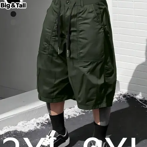 Men's Plus Size Oversized Loose Straight Leg Work Pants Workwear, Summer New Loose Sports Pants Pocket, Comfortable Fashion Casual Wear Trouser Summer Bottoms