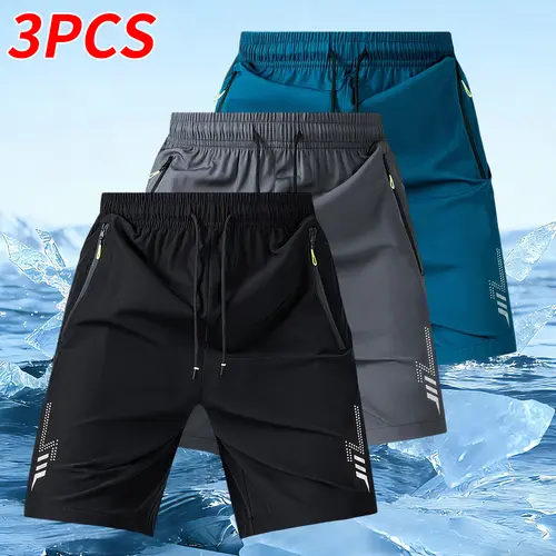 3-piece set: men’s shorts with zippered pockets — summer casual, comfortable, breathable shorts suitable for the gym, running, training, and everyday wear.summervibes