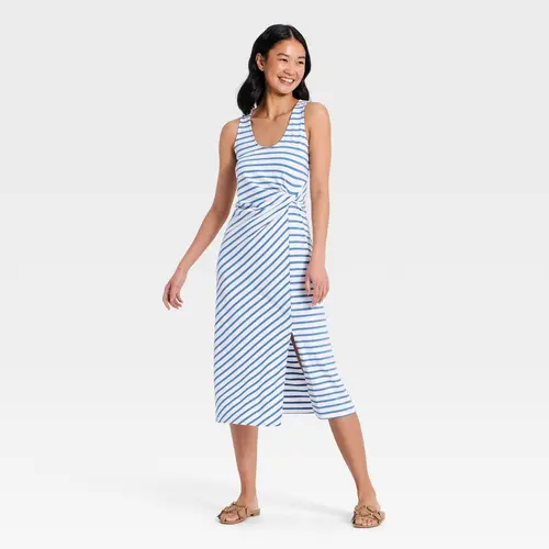 Women's Tie-Front Twist Midi Dress - A