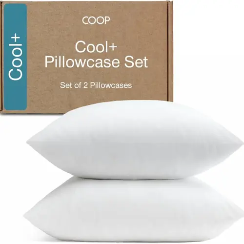 Coop Home Goods Cool+ 2-Pack Pillowcase Set - Luxurious Beddings, Quick-Drying, Cooling for Hot Sleepers, Wrinkle-Resistant, Breathable Silky-Soft Spa Fabric, Shrink-Resistant, Machine Washable Queen/King White/Dove Grey Bed Accessories