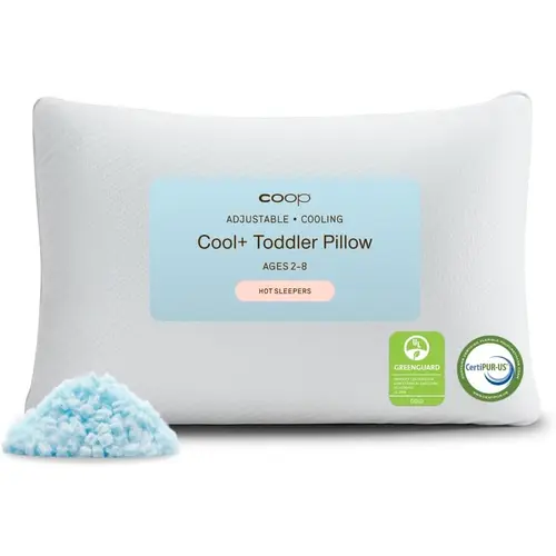 COOP Sleep Goods Cool+ Adjustable Cooling Toddler Pillow – Kids Pillow for Ages 2+, Gel-Infused Memory Foam + Microfiber Fill, Cool-Touch Cover & Heat-Wicking Liner, Customizable Loft, Childproof Zipper, Machine Washable, CertiPUR-US & GREENGUARD Gold, Mi