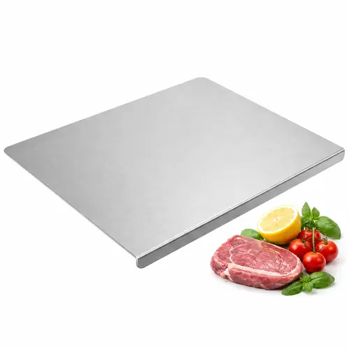 NULAS Engraved Large Rectangular Stainless Steel Chopping Board (15.7x19.69in) - L-Shaped Edge, Heavy-Duty Kitchen Mat, Manual Engraving, Dicing Use, Dishwasher Safe, Easy to Clean, Durable Holiday Gift for Home Cooks