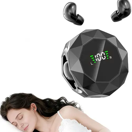 Invisible Sleep Earbuds, Mini Wireless Bluetooth Headphones, Type-C Rechargeable, Micro Tiny Discreet Hidden Earbuds with LED Screen for Sleeping/Work/Gym